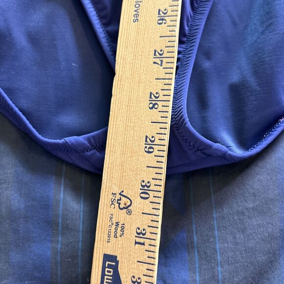 Lands End Swimsuit 12 Large One Piece Floral Built In Bra Lined Navy Blue Purple - Picture 13 of 15